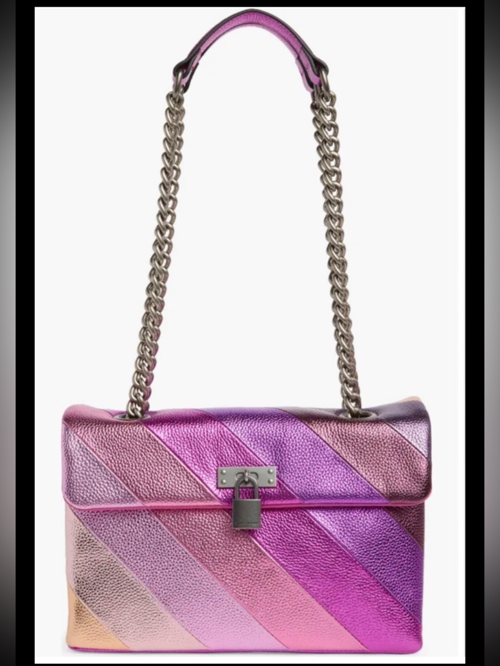 Kurt Geiger London Brixton Leather Shoulder Bag Pink Combo NWOT